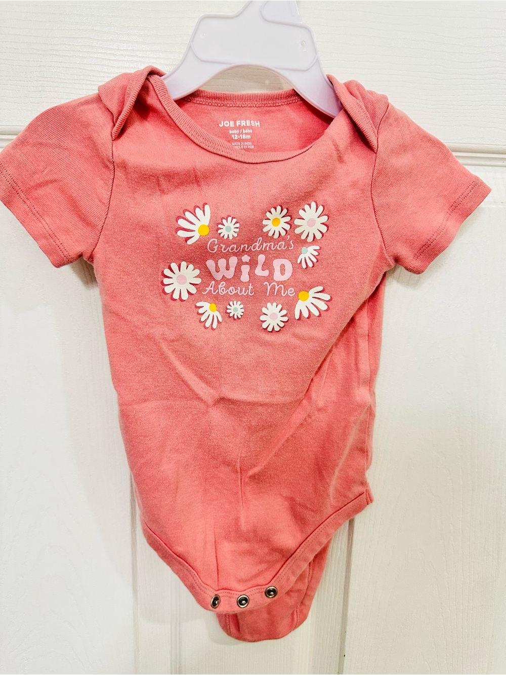 Joe Fresh Coral Pink Daisy Graphic Baby One-Piece
